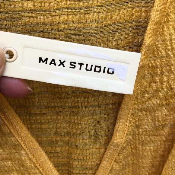 Max Studio Small Shirt Pullover Yellow Twist Front V-Neck Light Spring Top - Picture 3 of 6
